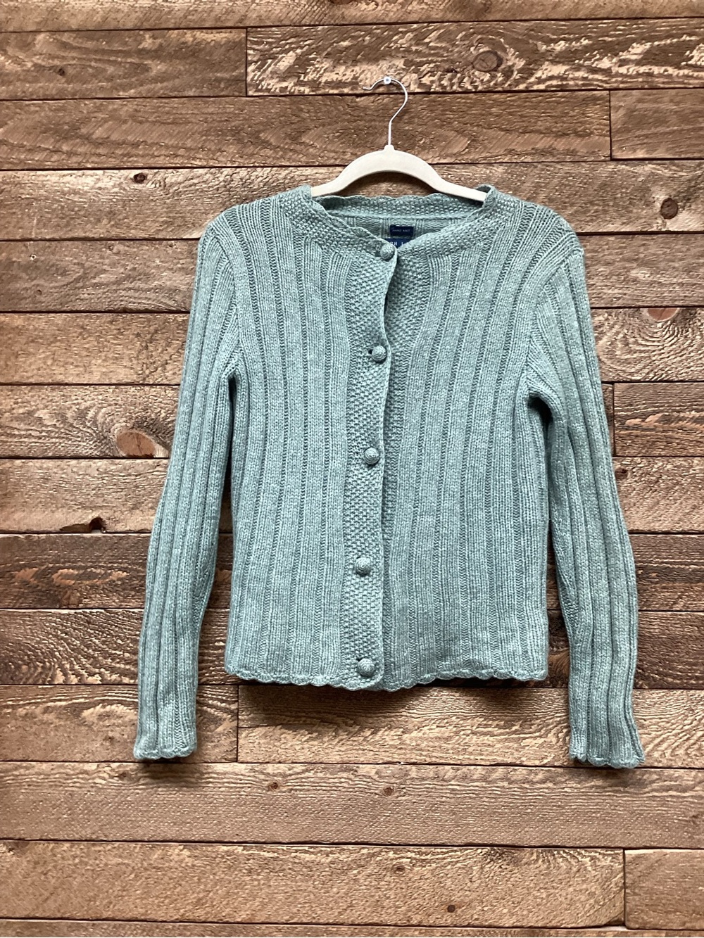Ralph Lauren Hand Knit Merino Wool Angora Cardigan Sweater Sage Green M - Picture 3 of 8